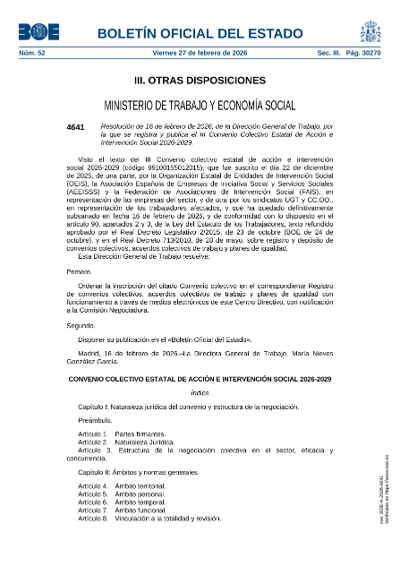 Nuevo Convenio Colectivo Estatal de Acción e Intervención Social 2026-2029